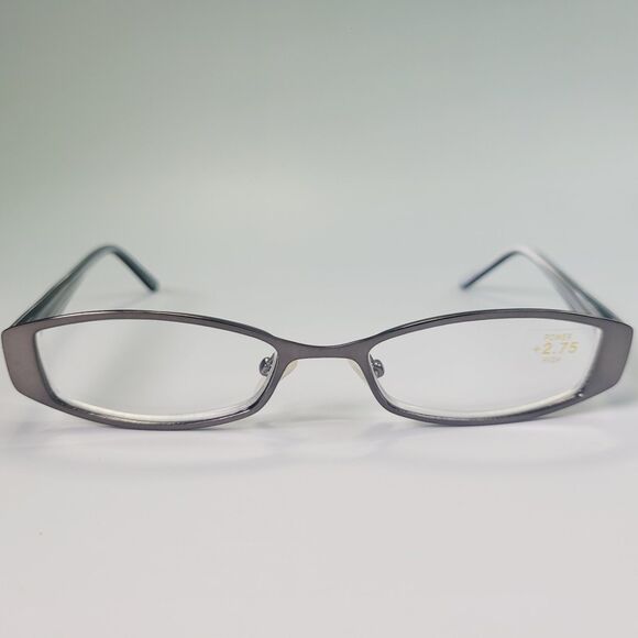 Design Optics reading glasses +2.75 silver gray full rim rectangular - Picture 4 of 8
